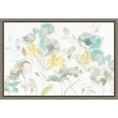 Amanti Art Aqua Roses Shadows by Danhui Nai Canvas Wall Art Print Framed 23-in. x 16-in.