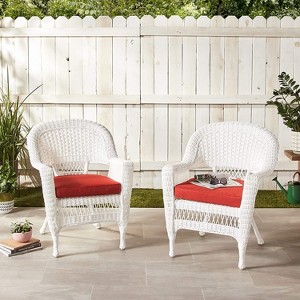 HomeStock Zen Zone Chair Set of 2, Durable Resin Wicker, Weather-Resistant with Cushions - 1 of 4