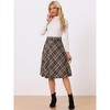 INSPIRE CHIC Women's Tartan Plaid High Waist Belted Vintage A-Line Midi Skirt - 3 of 4