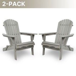 Rbied Wooden Outdoor Foldable Adirondack Chair Patio Chair Set of 2, Half Assembled - 1 of 4