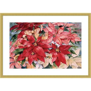 Amanti Art Poinsettia by Kathleen Parr McKenna Wood Framed Wall Art Print 25 in. x 18 in.