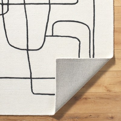 Ivory Geometric Wool 5' x 7' Hand Tufted Area Rug