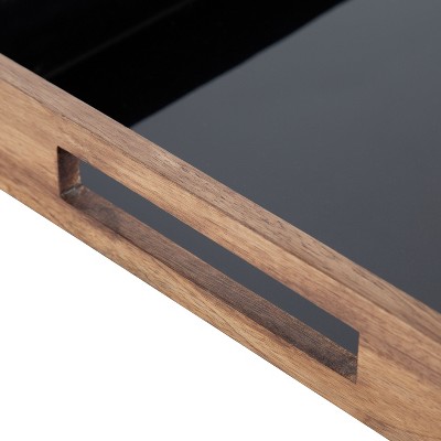 Ehrens Rectangular Natural and Black Mango Wood Tray
