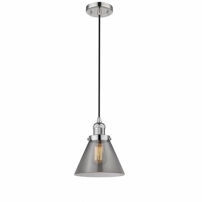 Cone - 1 Light Cord Hung Mini Pendant In Industrial Style-10 Inches Tall and 8 Inches Wide