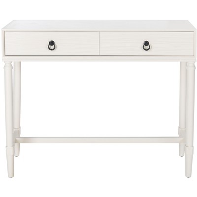 Riviera Elegance White 2-Drawer Carved Console Table with Storage