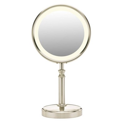 Photo 1 of Conair Double-Sided Fluorescent Mirror, Satin Nickel