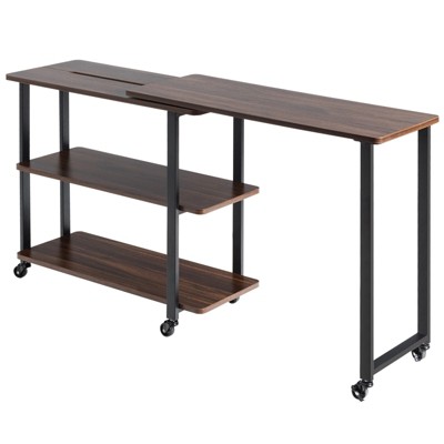 Tangkula Sofa Side Table w/Storage Shelves Mobile End Table Rolling Couch Table Desk for Living Room Bedroom