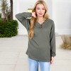 Anna-Kaci Women's Waffle Knit Button-Accent Long Sleeve Top with V-Neck - 4 of 4