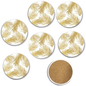 Courtside Market Feathered Sprigs Collection 4″ Circle Ceramic Coasters – 6 Piece Set - 1 of 3