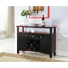 Kings Brand Furniture Syracuse Wood Buffet Wine Rack Display Cabinet, 12-Bottle Wine Rack Storage, Black - 2 of 3
