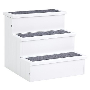 3 Step Wooden Carpeted Non Slip Pet Stairs Ramp for Cats and Small Dogs - 1 of 4