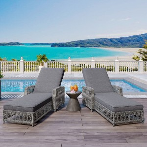 Okak Outdoor Wicker Chaise Lounge with Adjustable Back,1PC/2PCS All-Weather PE Rattan Pool Lounge with Armrests for Patio,Garden,Poolside - 1 of 4