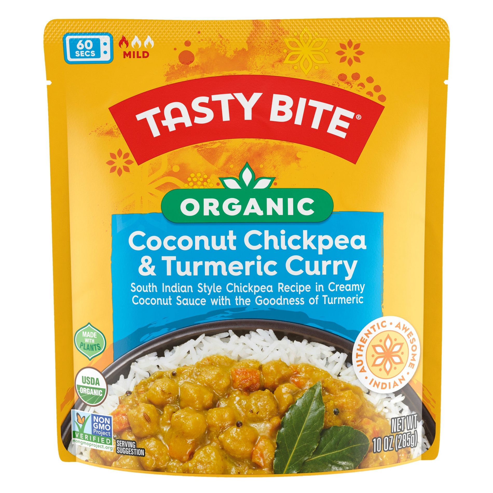 Tasty Bite Vegan Gluten Free Organic Coconut Chickpea and Turmeric Curry - 10oz