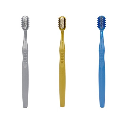 V-ECO Better Toothbrush 3 Pack: Silver, Gold, Blue