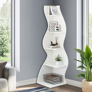 UbMelt Modern 5 Tier Book Shelf,Wall Corner Display Storage Bookcase for Home Office,Living Room,Bedroom - 1 of 4
