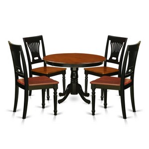 Round Kitchen Table Set for 4 - 42 Inch Dining Table with 4 Chairs - Black & Cherry Finish - 1 of 4