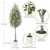 homfan Faux Olive Tree Fake Silk Olive Tree with Moss and White Bamboo Texture Planter Pot, Realistic Oliveand Leaves Artificial Tree Tall Plants - 3 of 4