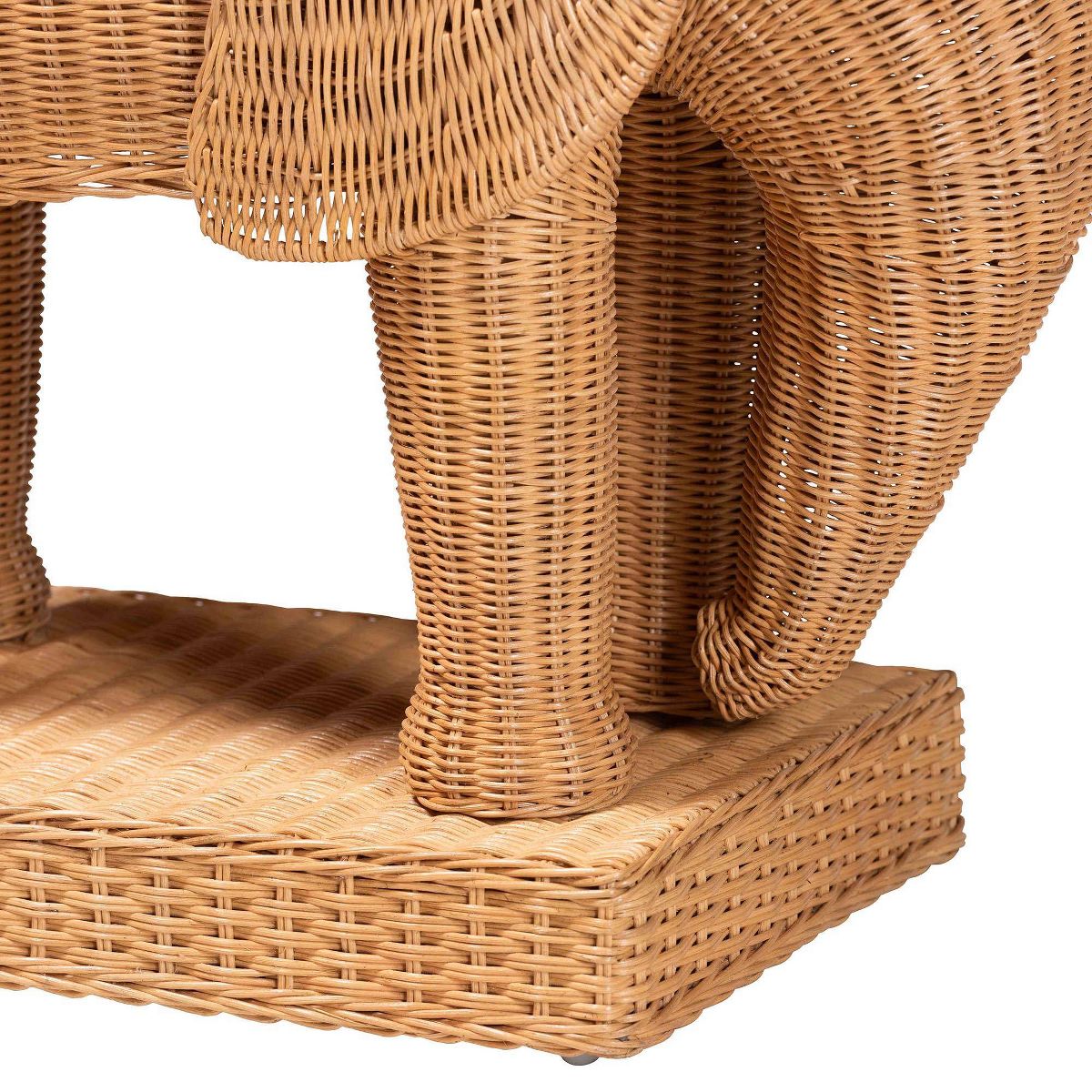 bali & pari Elissa Bohemian Rattan Elephant End Table Light Honey - thumbnail 3