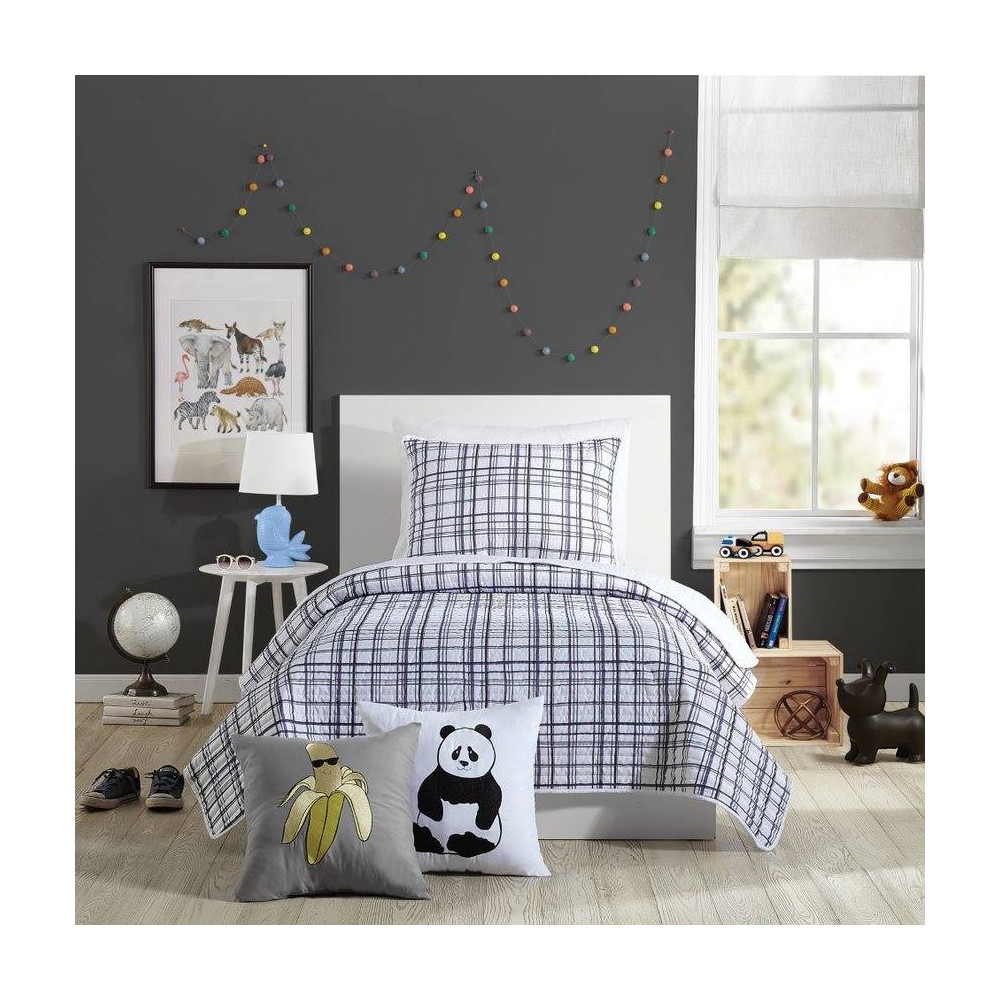 Photos - Duvet 2Pc Twin Marquis Reversible Kids' Quilt Set Charcoal - Urban Playground