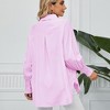 Women's Long Sleeve Shirt Soft Stripe Blouse Top Boyfriend Work Bishop Sleeve Button Down Shirts - 2 of 4