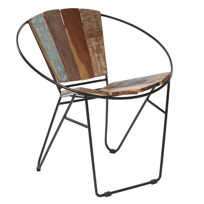 Metal Wood Patio Accent Chair - Olivia & May