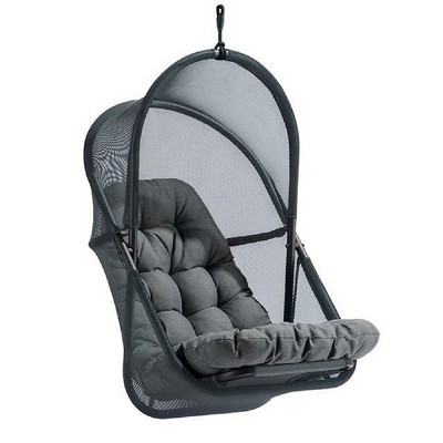 Royal Hampton Patio Hanging Swing Chair | Cushioned Dark Gray Mesh