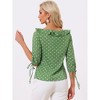 Allegra K Women's Vintage 3/4 Sleeve Boat Neck Ruffled Dots Print Blouse - 4 of 4