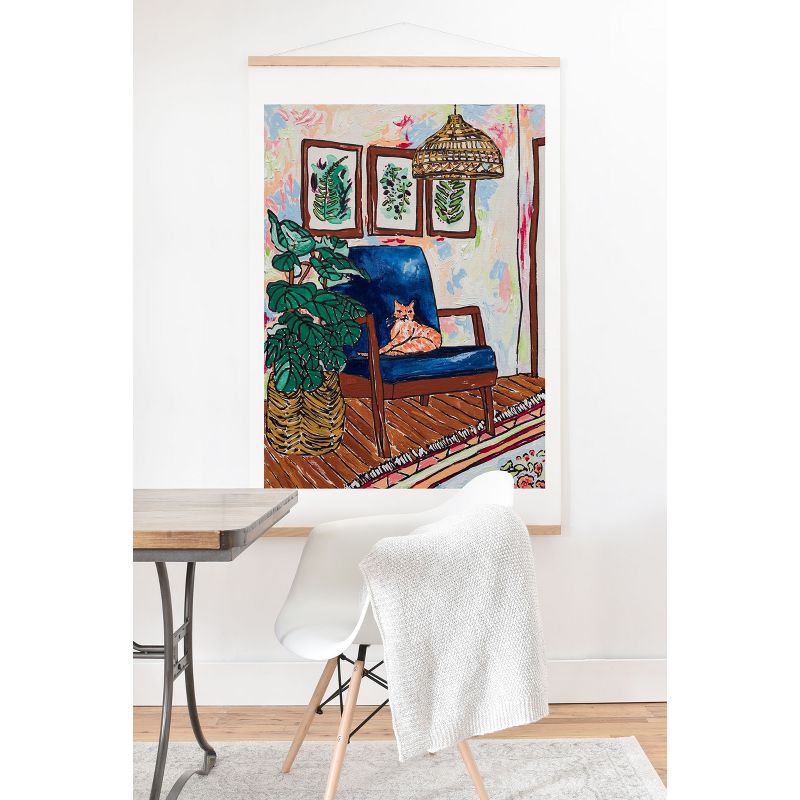 Lara Lee Meintjes Ginger Cat in Peacock Chair with Indoor Jungle of House Plants Interior Painting Art Print and Hanger - Society6, 1 of 3