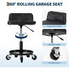 Rolling Garage Stool, Adjustable Height Shop Stool with Padded Seat, 3" Lockable Wheels, Utility Tray, 300LB Capacity - 3 of 4