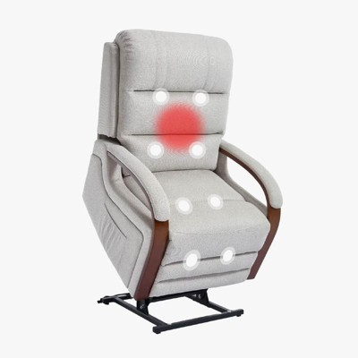 Aukfa Power Lift Recliner Chair with Massage & Heat – Dual Motor Electric Recliner for Elderly, 180° Adjustable Backrest