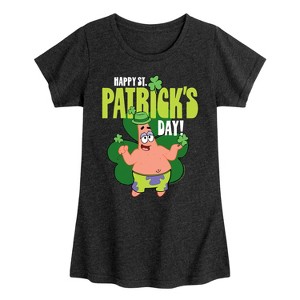 Girls' - SpongeBob Squarepants - Happy St. Patricks Day Fitted Short Sleeve Graphic T-Shirt - 1 of 4
