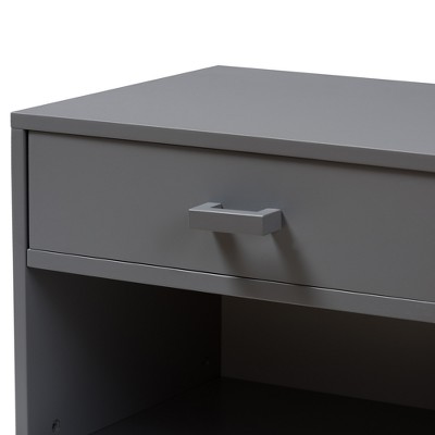 Deirdre Contemporary Grey Rubberwood 1-Drawer Nightstand