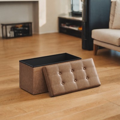 30" Storage Ottoman Bench, Ottoman with Storage, Leather Storage Bench, Hold up to 660lb for Living Room