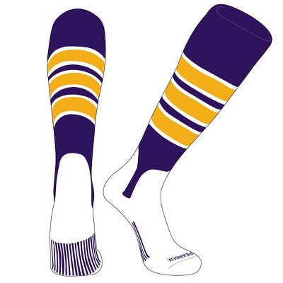 PEAR SOX OTC Baseball Softball Stirrup Socks (C, 5in) Purple, White, Gold