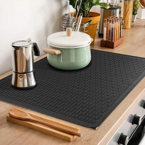 LunaLulinlk Dish Drying Mats Silicone Stove Mat for Glass Top Stove Dish Drying Mats for Kitchen (Black, 30 x 21) - 1 of 4