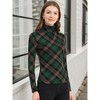 Allegra K Women's Turtleneck Long Sleeve Stretch Slim Plaid Casual Blouse - 2 of 4