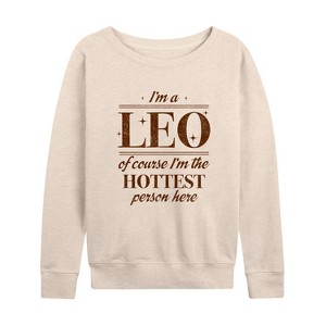 Women's - Instant Message - I'm A Leo Lightweight French Terry Wide Neck Long Sleeve Graphic Shirt - 1 of 4