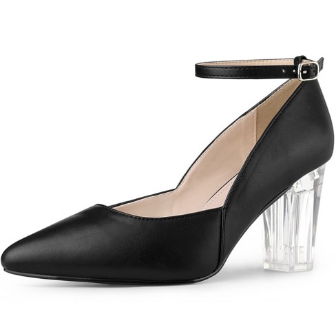 Transparent Black Shoes High Heel