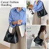 Leather Hobo Bags Small Soft Shoulder Purse Black Slouchy Tote Handbag - 3 of 4