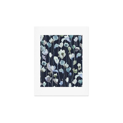 Ninola Design Watery Abstract Flowers Navy 11" x 14" Art Print - Society6