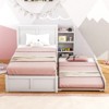 Infans Twin Wooden Platform Bed with Trundle Storage Headboard Pull Out Shelves White - 3 of 4