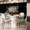5 PCS Modern Space-Saving Dining Set, Dining Table with MDF Top and Bamboo Legs, Metal Frame Chairs with Polyester Cushion-Coolbibila - 3 of 4