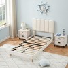 Twin Bed Frame for Boys & Girls, Velvet Upholstered Platform Bed Frame with Headboard - 3 of 4
