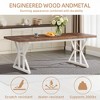 Lirago Farmhouse Dining Table-Vintage Brown Top White Trestle Base Rustic Dining for 6 People - 4 of 4