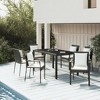 vidaXL Patio Dining Set Outdoor Conversation Set with Cushions Poly Rattan - Black 59.1" Table Length 6 Pieces - 2 of 4