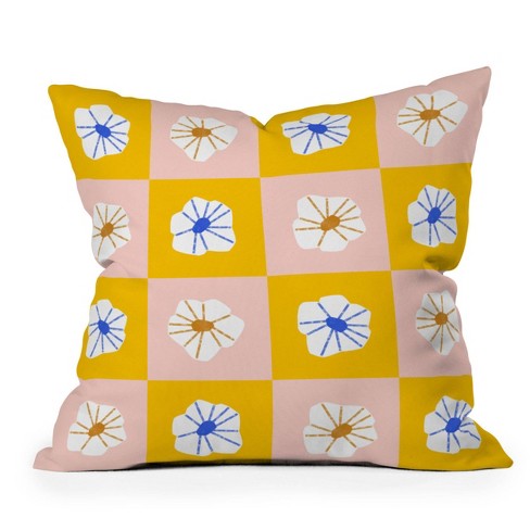 A Sunflower on Black Houndstooth 18 Inch Pillow Cover