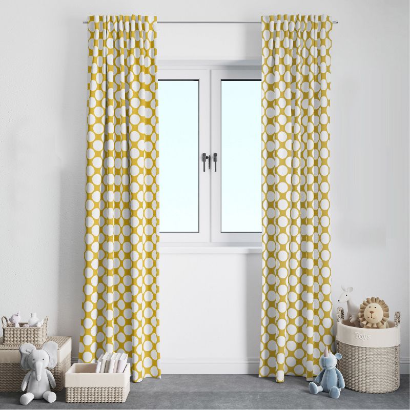 Bacati - Large Dots Yellow Cotton Printed Single Window Curtain Panel, 2 of 5