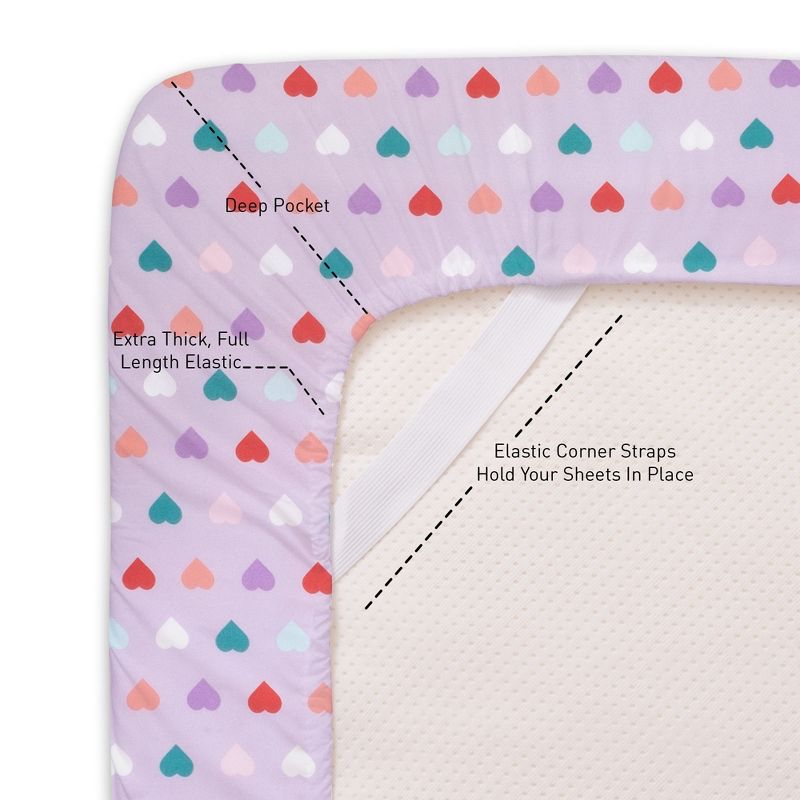 Hearts Microfiber Kids' Sheet Set By Sweet Home Collection™, 4 of 7