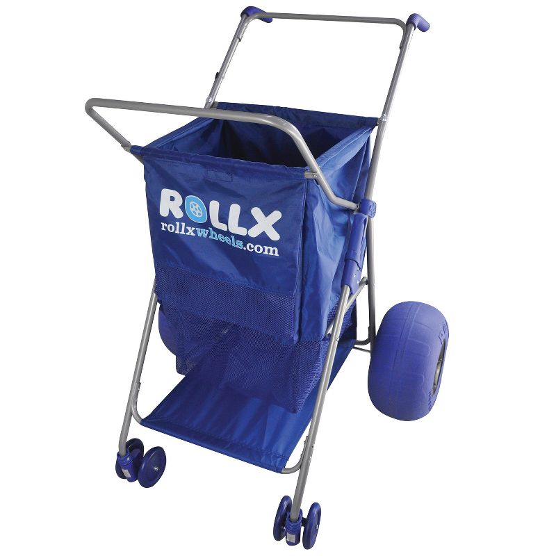 Rollx® Big Balloon Wheel Foldable Beach Cart Storage Wagon for Sand, with 13-In. Beach Tires, Blue, 1 of 11