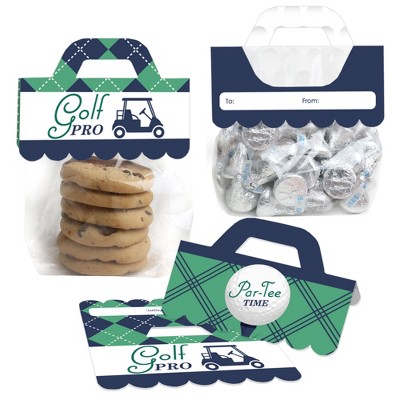Big Dot of Happiness Par-Tee Time - Golf - DIY Birthday or Retirement Party Clear Goodie Favor Bag Labels - Candy Bags with Toppers - Set of 24